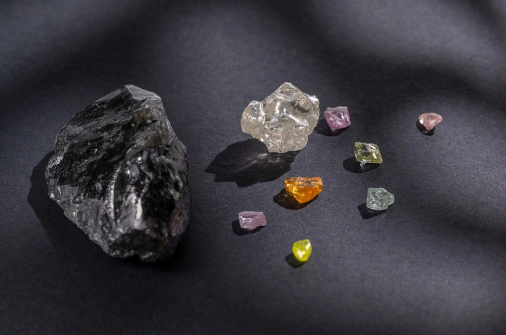 rough natural diamonds in various shades