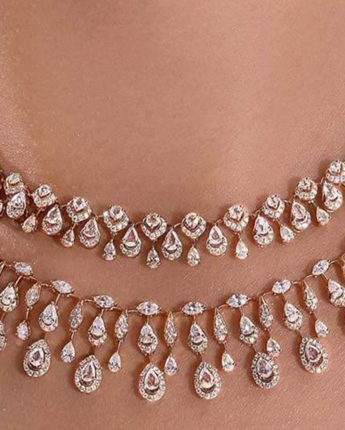 Close up of an ornate natural diamond necklace