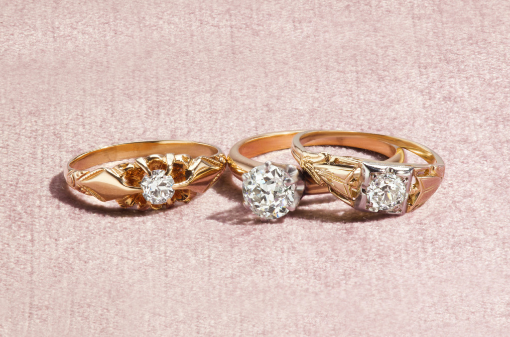 Three rings featuring dazzling natural diamonds