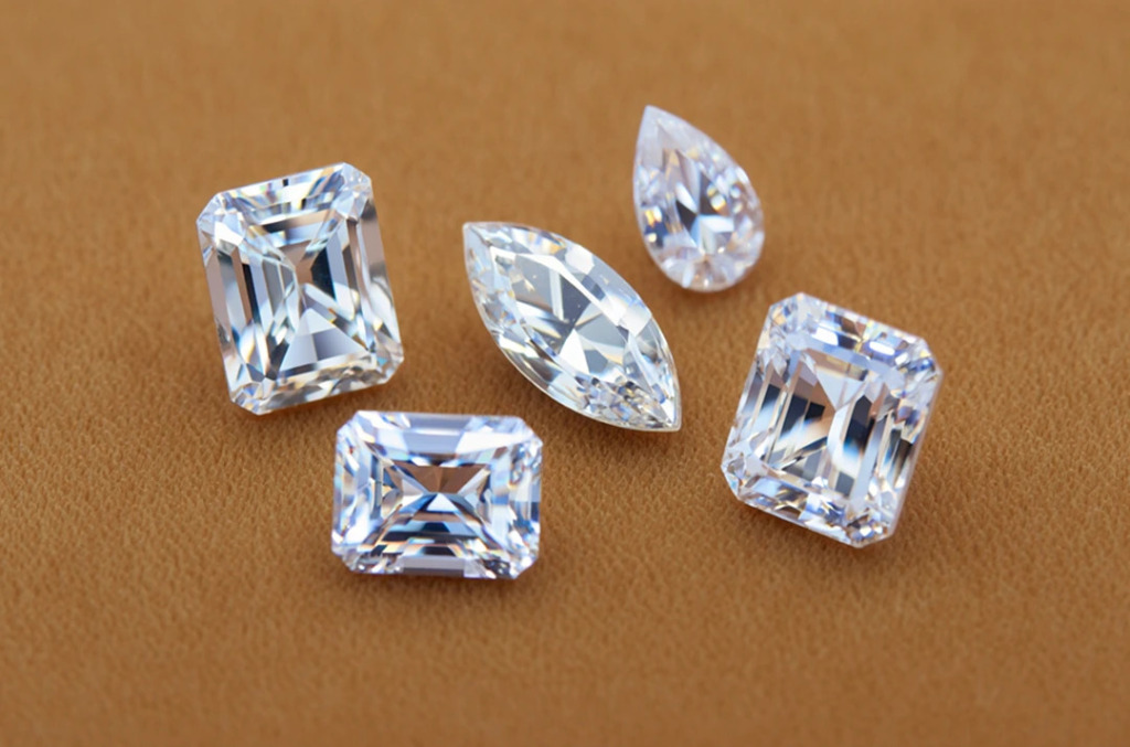 A spread of natural diamonds in different cuts