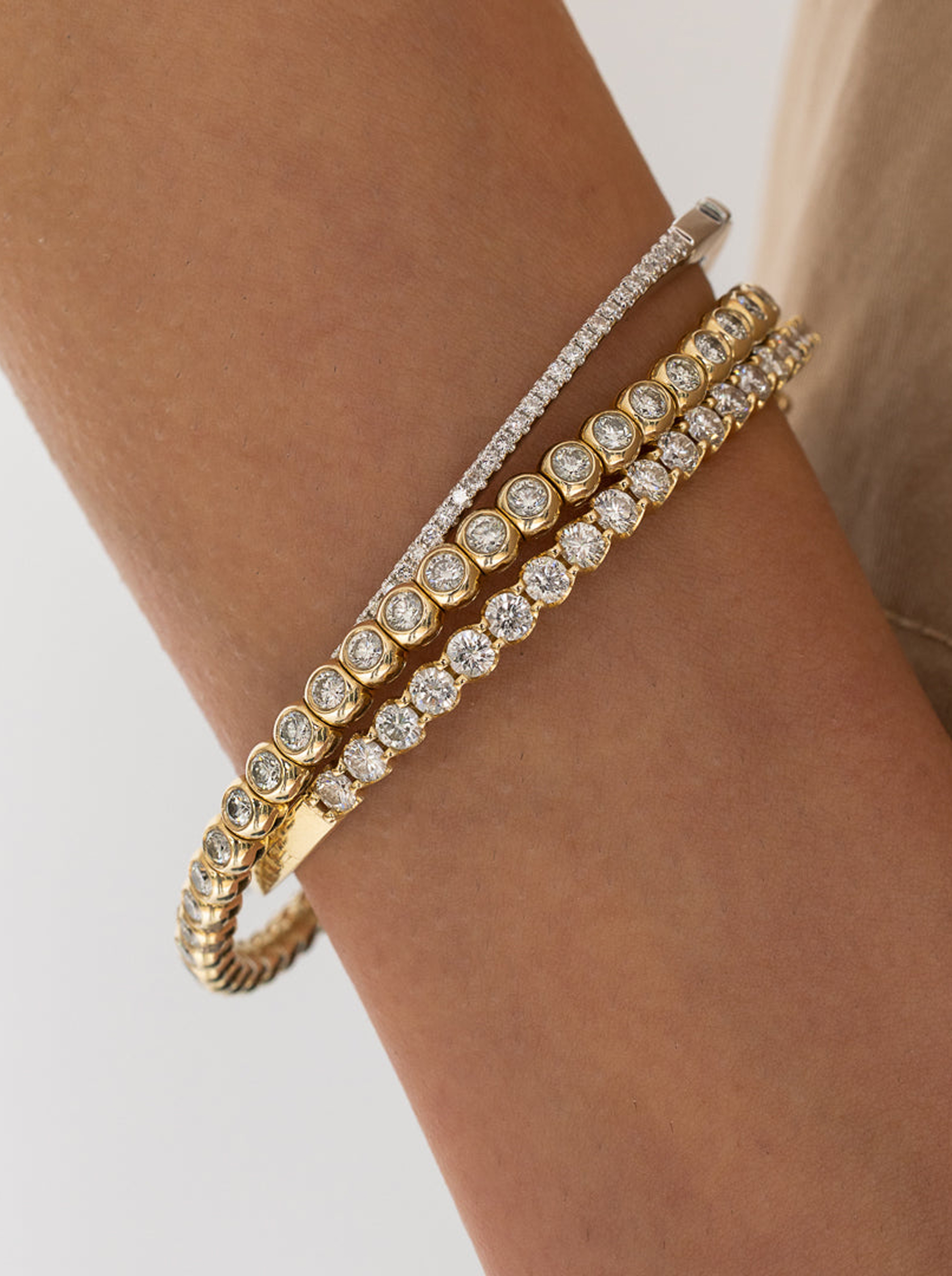 Stackable diamond jewellery bracelets