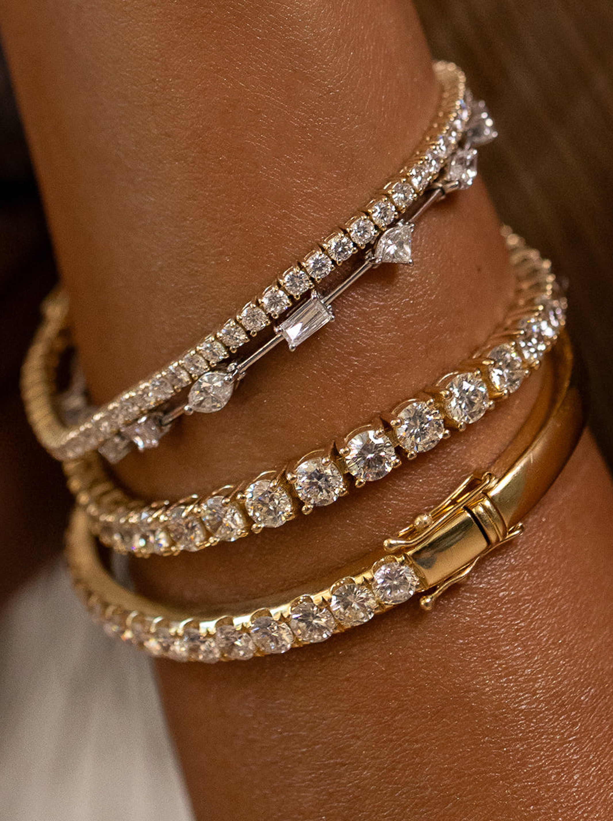 Stackable diamond jewellery bracelets