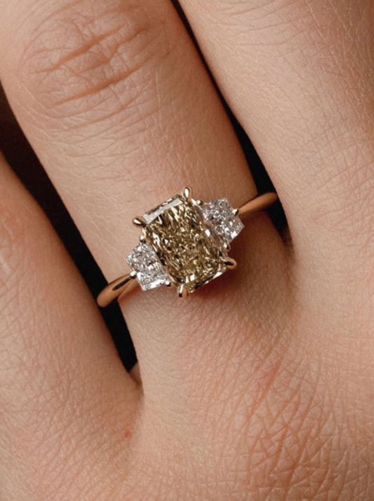 Champagne toned natural diamond ring