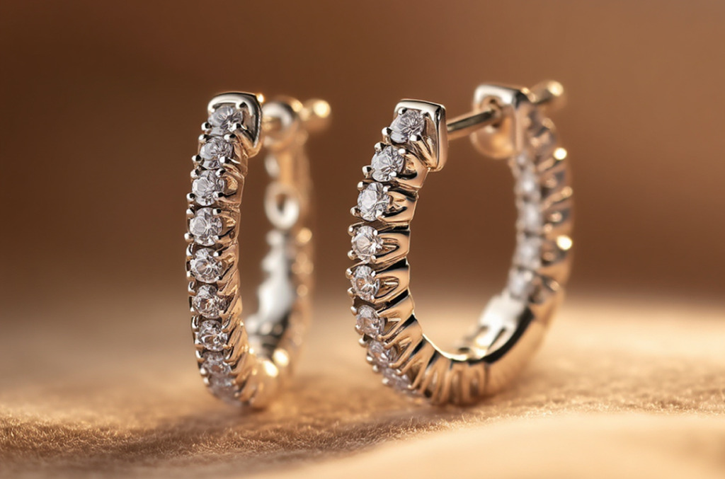 A pair of Sunlit White Desert diamonds earrings