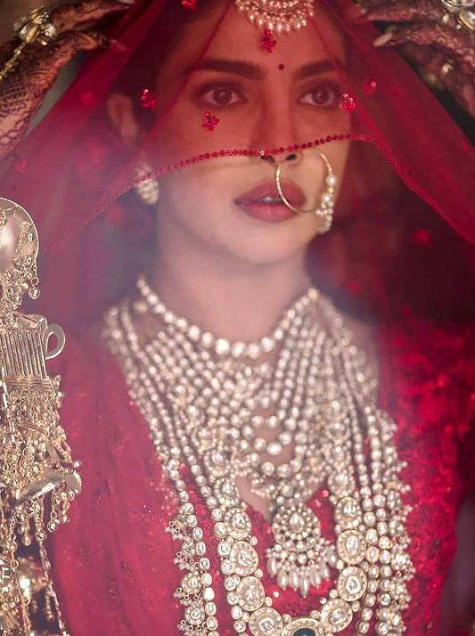 Priyanka Chopra Jonas wearing polki diamonds jewellery