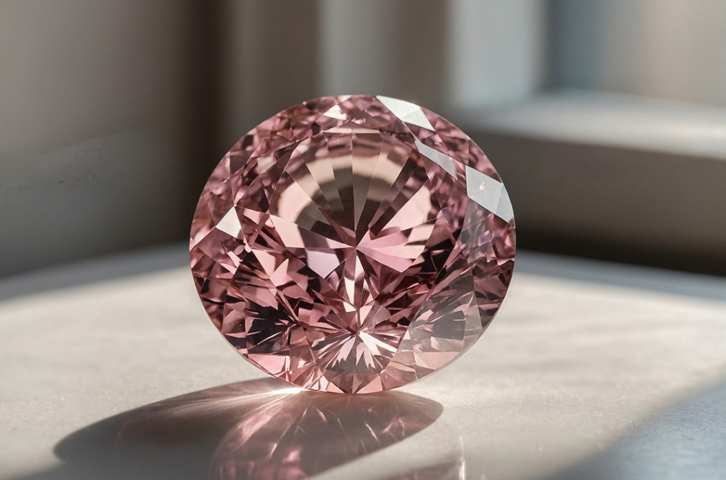Close up of a pink natural diamond