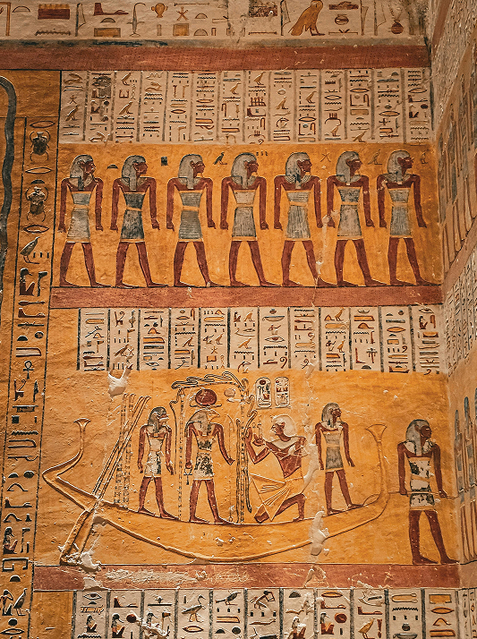 Ancient Egyptian ochre tomb art