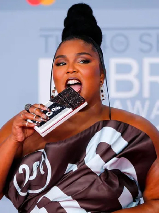 Lizzo in sunset brown diamonds