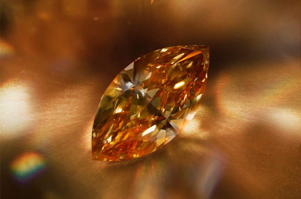 Close up of a sunset brown natural Desert diamond