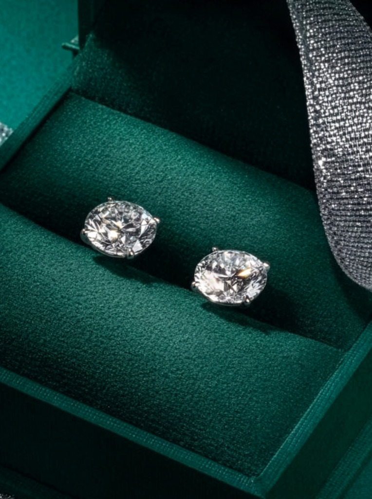 Diamond studs in a box