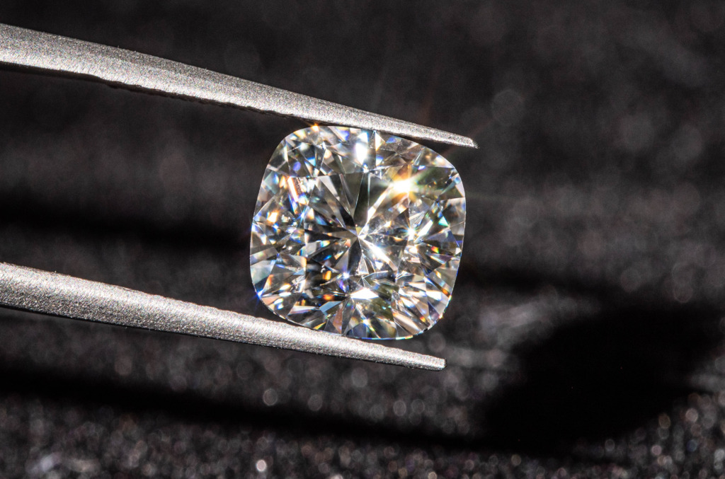 A cushion cut diamond