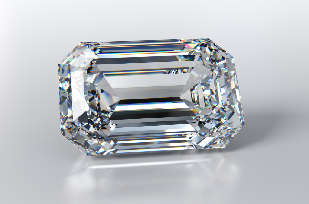 An emerald cut diamond