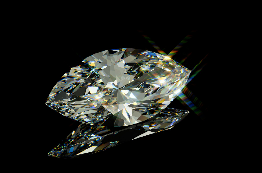 A marquise cut diamond