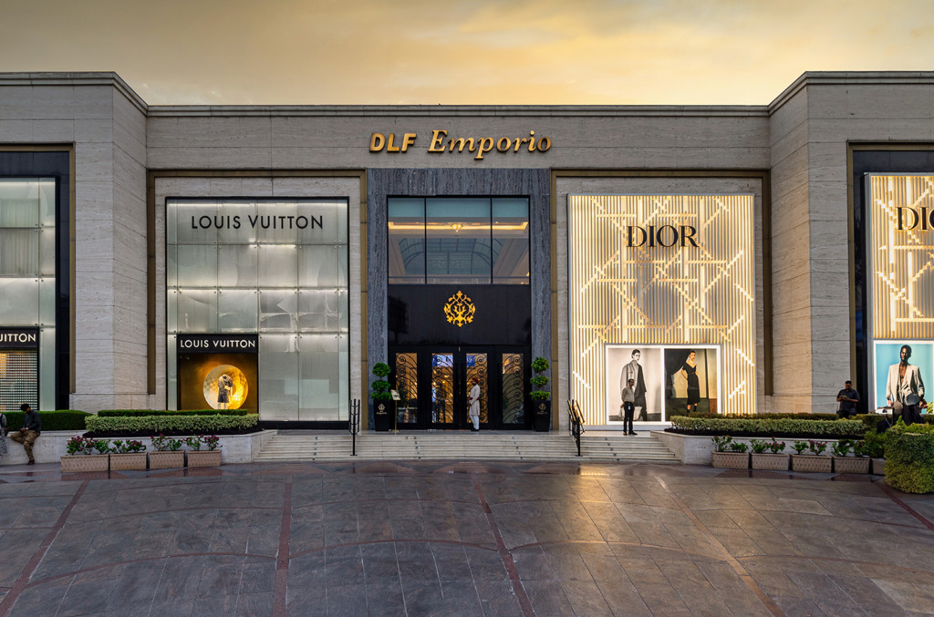 Exterior facade of the DLF Emporio mall in Delhi
