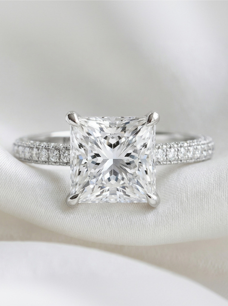 A princess cut diamond engagement ring
