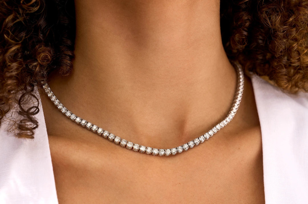 A diamond tennis necklace