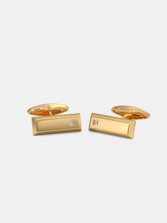 Gold and diamond Bluestone The Calvin Cufflinks For Him
