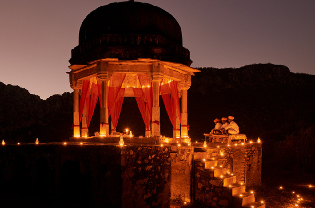 A romantic candlelit proposal setting