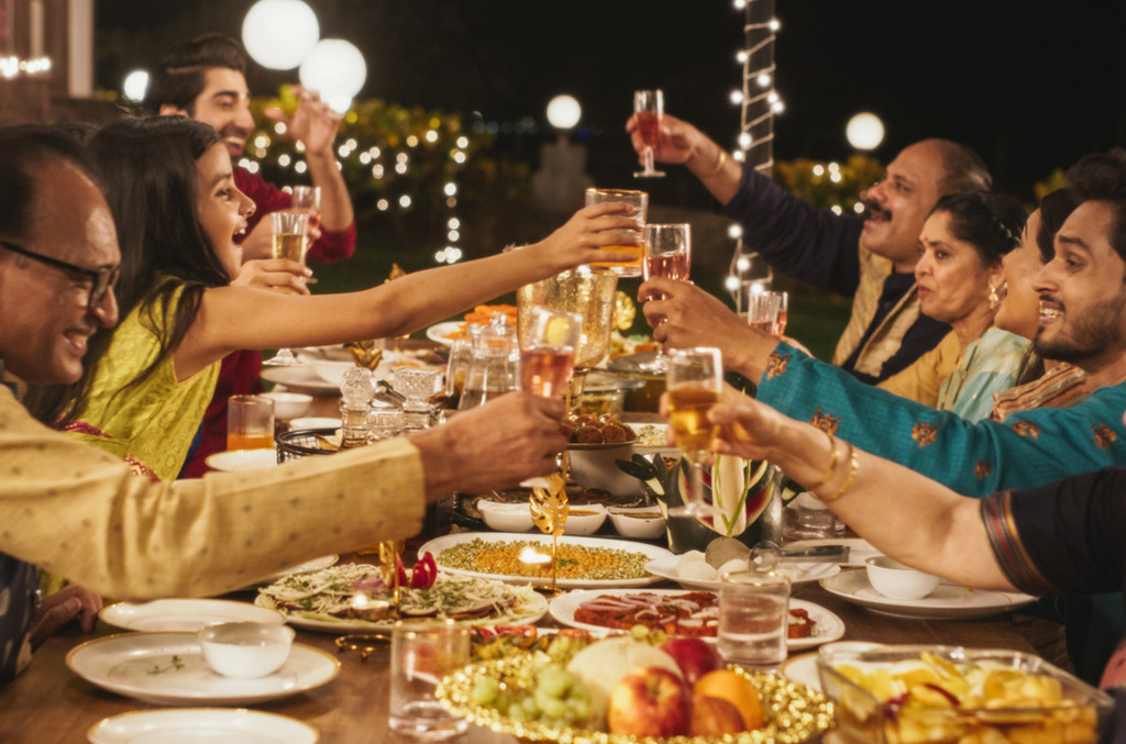 An Indian celebratory family dinner