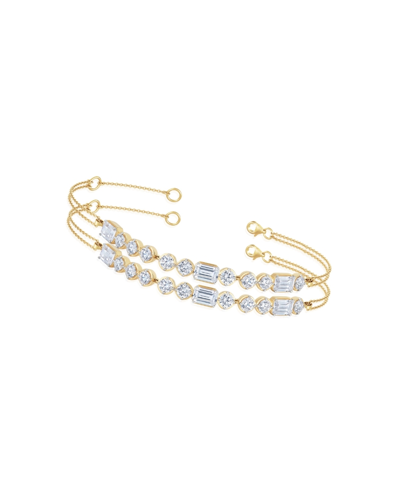 A pair of minimal matching diamond bracelets
