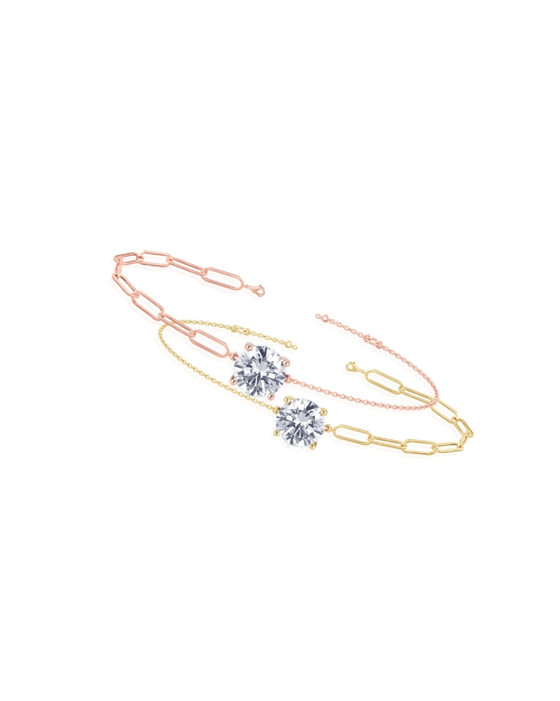 A pair of minimal matching diamond bracelets
