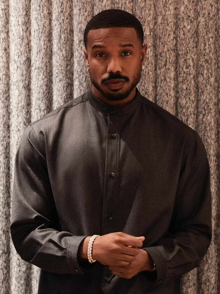 Michael B Jordan wearing a diamond bracelet