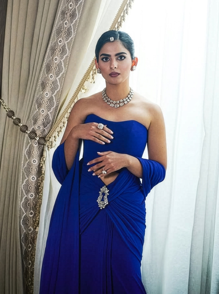 Isha Ambani wearing a modern diamond maang tikka