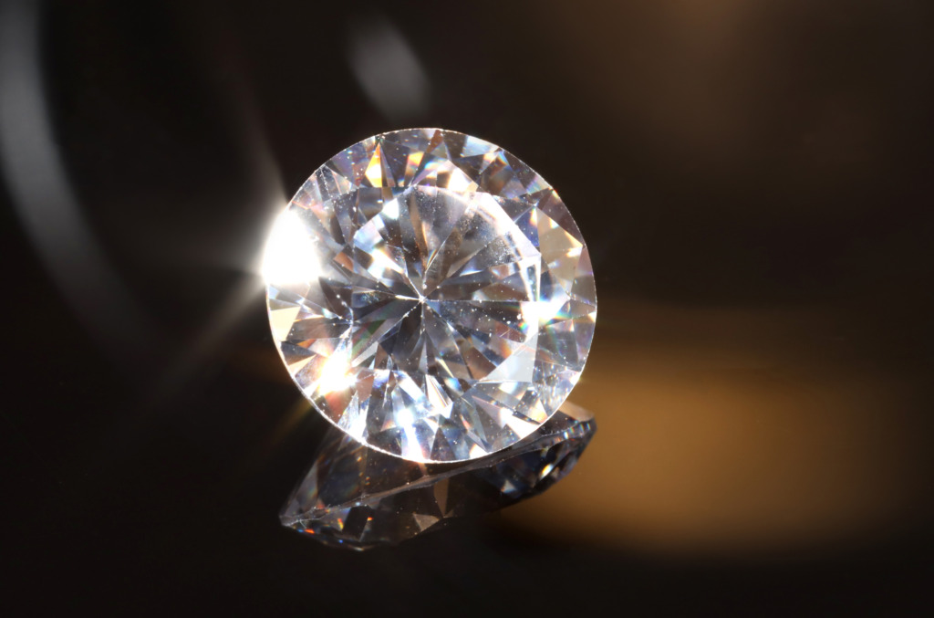 Close up of a polished natural diamond