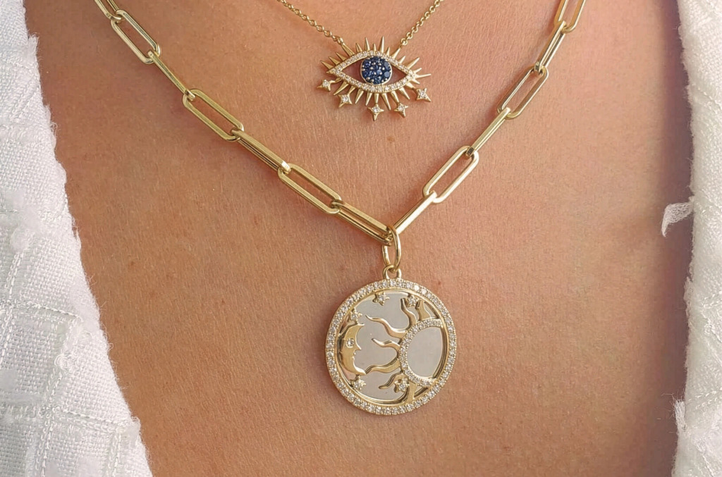 Diamond medallion necklace