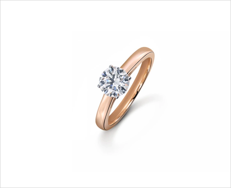 A solitaire ring in rose gold