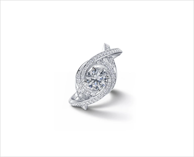 An intricate natural diamond ring
