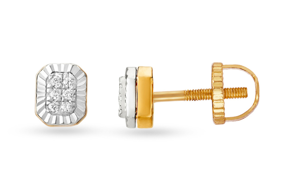 : Tanishq Refined Edge Diamond Stud Earring for Men