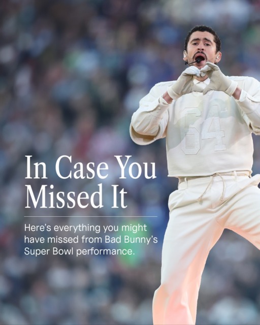 YCYMI: @badbunypr’s natural diamond earring, Pedro Pascal, and Lady Gaga’s salsa take on one of her classics. 

Swipe for more moments from Sunday’s record breaking @nfl Super Bowl LX.