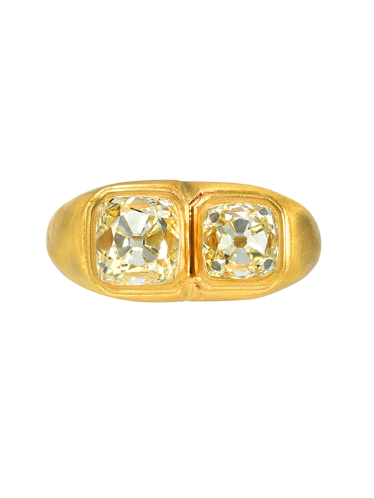 5.03ct Double Peruzzi Cut Diamond Ring in 18k Fairmined Yellow Gold by Darius Jewels