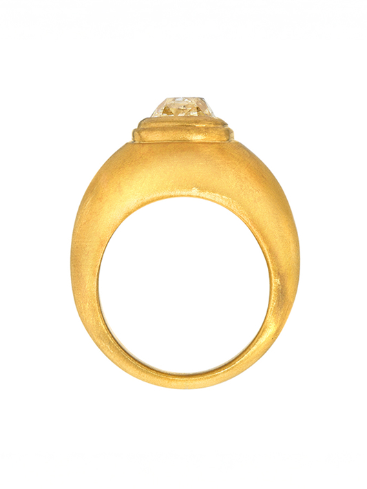 5.03ct Double Peruzzi Cut Diamond Ring in 18k Fairmined Yellow Gold by Darius Jewels