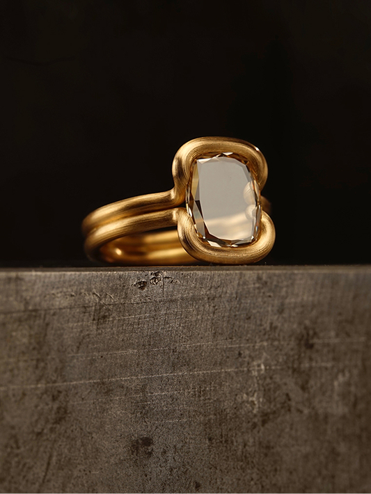 1.52ct Vintage Portrait Cut Diamond Ring in 18k Yellow Gold by Leen Heyne