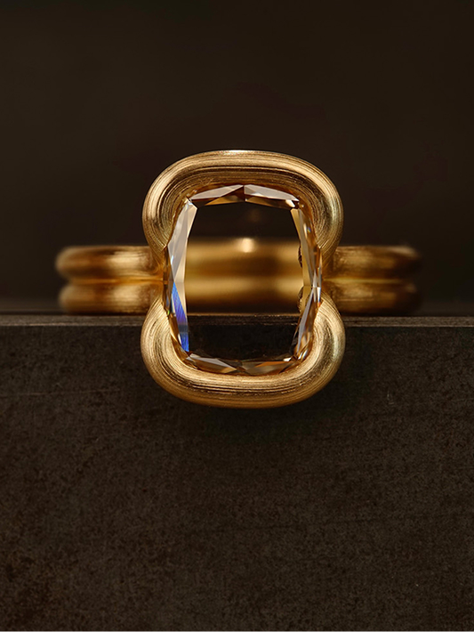 1.52ct Vintage Portrait Cut Diamond Ring in 18k Yellow Gold by Leen Heyne