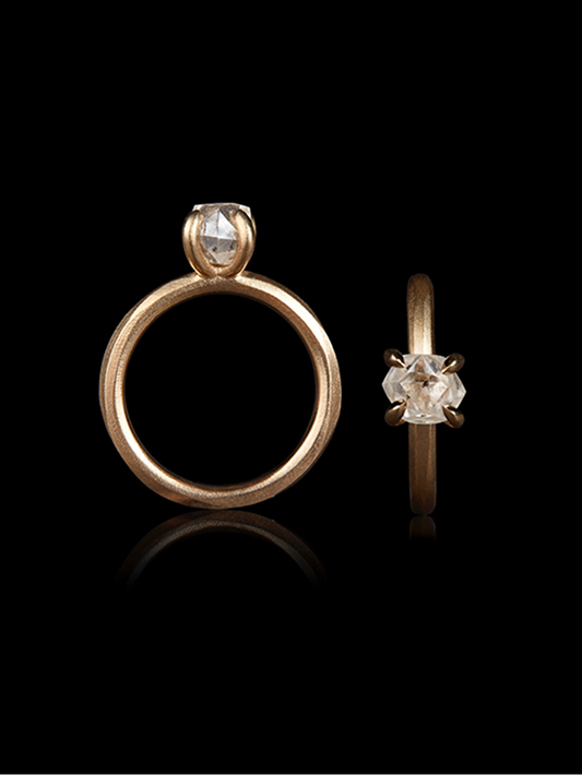 1.96ct Rough Diamond Ring in Yellow Gold by Fine Jewellery by Maya Bjørnsten