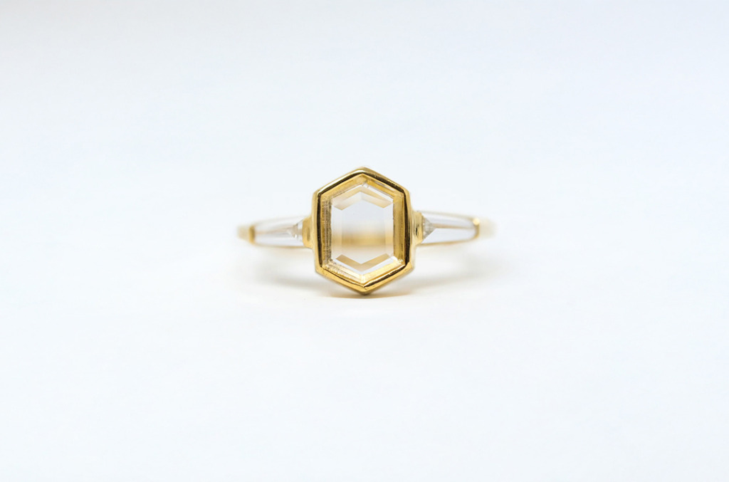1.35ct Hexagon Portrait Cut Ring in 18k Yellow Gold by Kelty Pelechytik Fine Jewelry