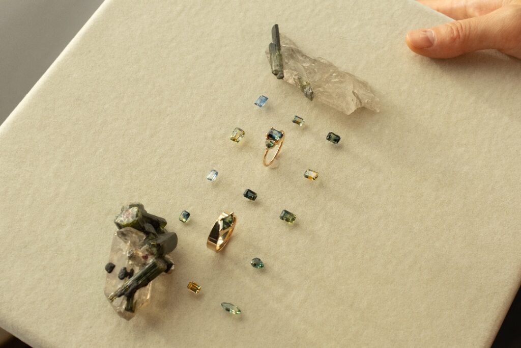Natural gemstones by WWAKE on a cream background