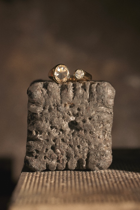 WWAKE natural diamond ring on a stone