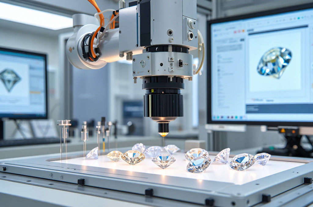 Machine cutting diamonds