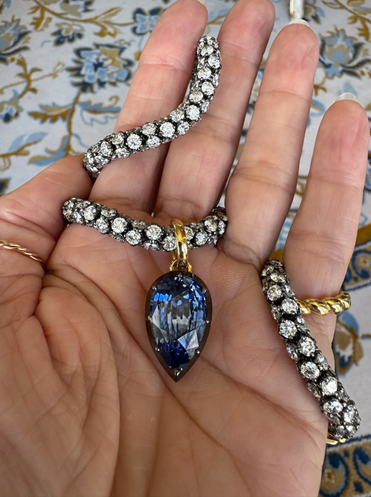 Jessica McCormack diamond rope with blue pendant necklace