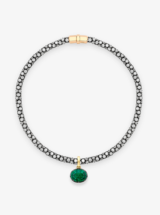 Jessica McCormack diamond rope with green pendant necklace
