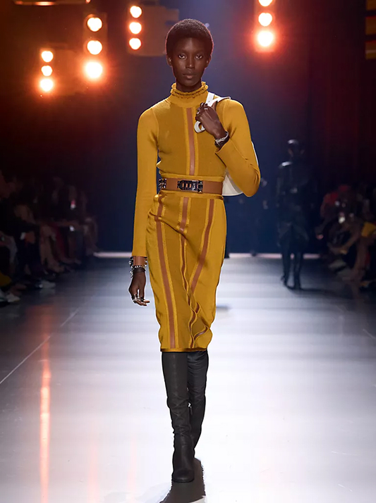 Hermes FW24 runway image showcasing Ochre in fashion trends.