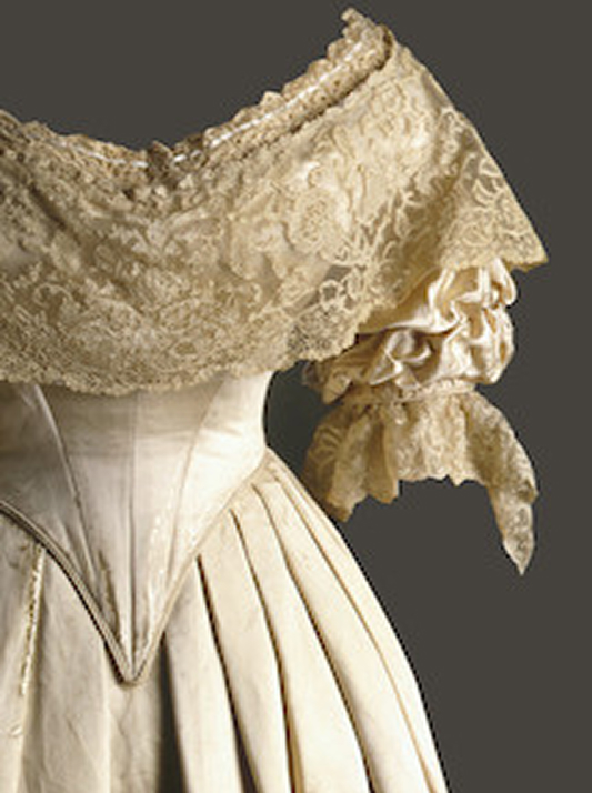 Queen Victoria's white wedding gown made from heavy silk satin
