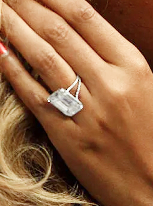 The 24-carat emerald-cut natural diamond engagement ring Jay-Z proposed with.