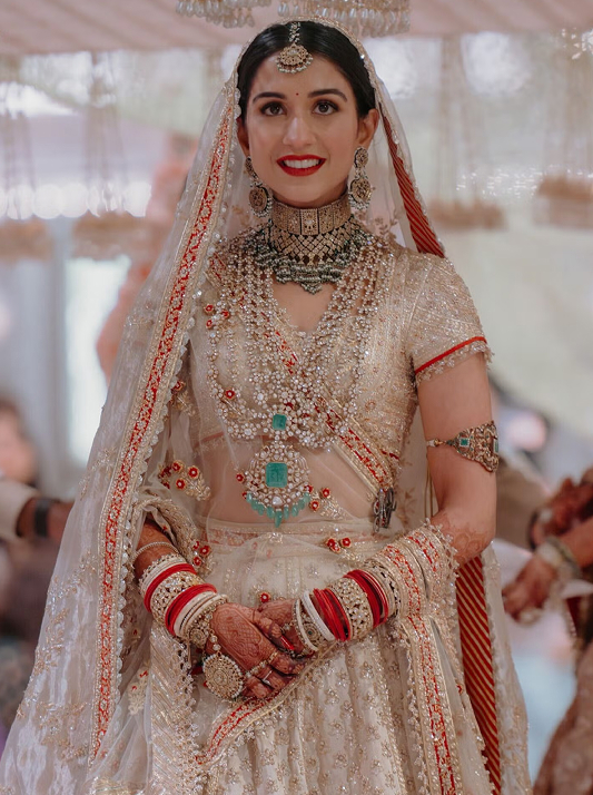 Radhika Merchant wearing natural diamonds at her wedding