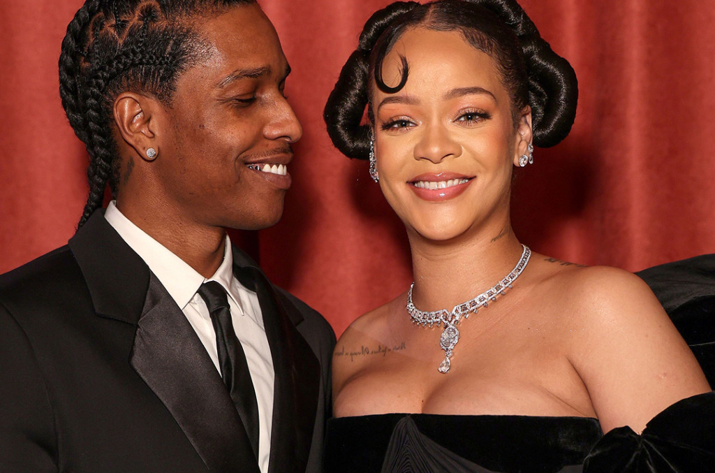 Rihanna and ASAP Rocky at the 2023 Golden Globes