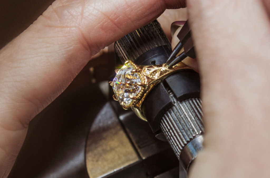 A Artifex Fine diamond ring being created 